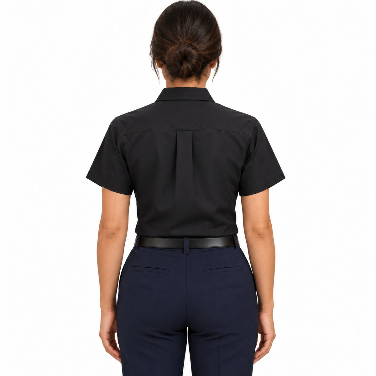 Blusa Red Kap SP81 mujer negra, espalda fajada | color:negra