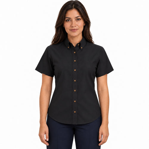Blusa Red Kap SP81 mujer negra, frontal desfajada | color:negra