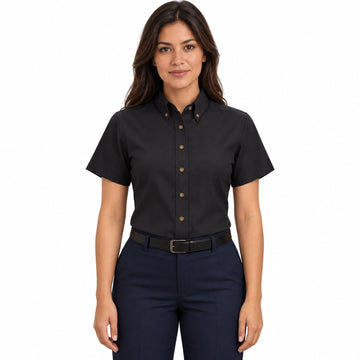 Blusa Red Kap SP81 mujer negra, frontal fajada | color:negra