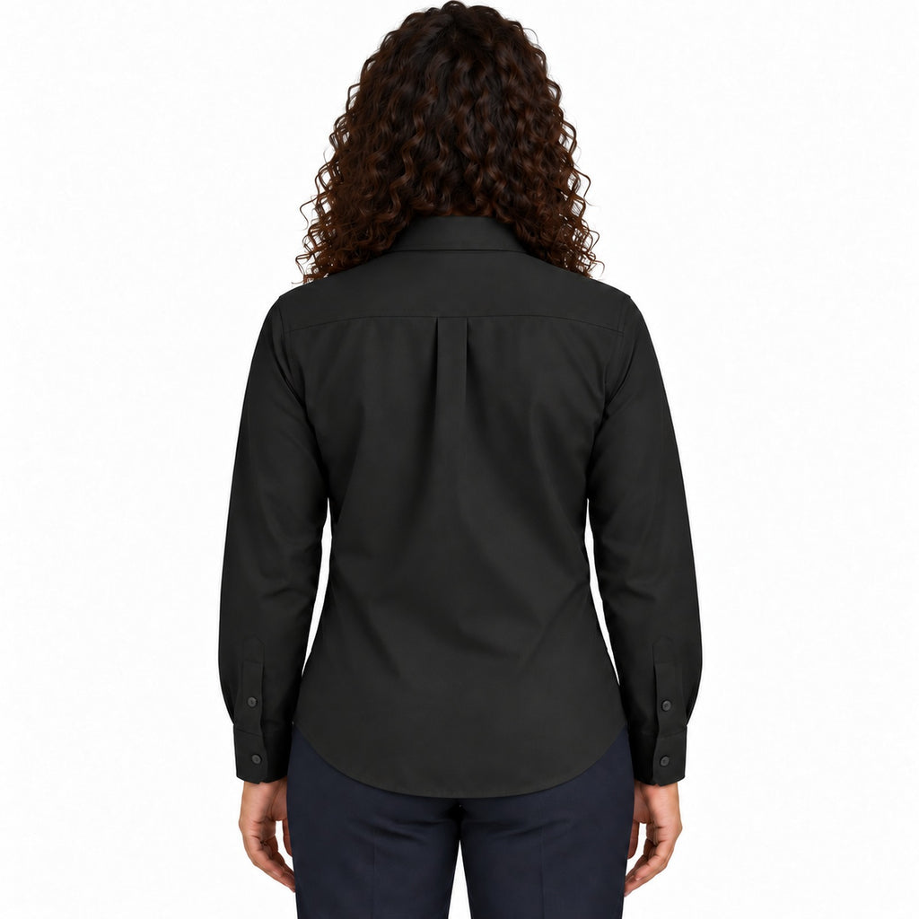 Blusa Red Kap SP91 manga larga mujer color negra, vista espalda desfajada