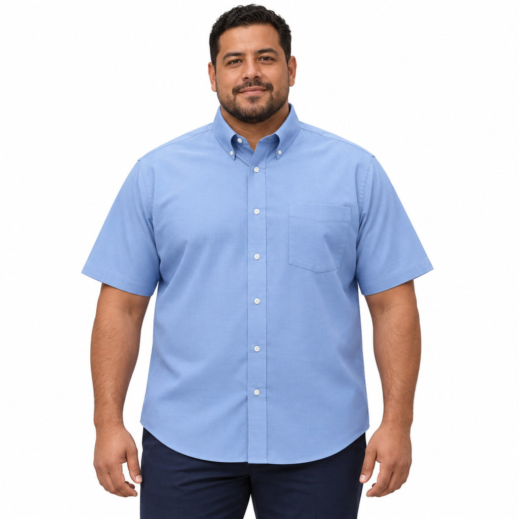 Camisa Red Kap SR60 manga corta para hombre azul cielo, frontal desfajada