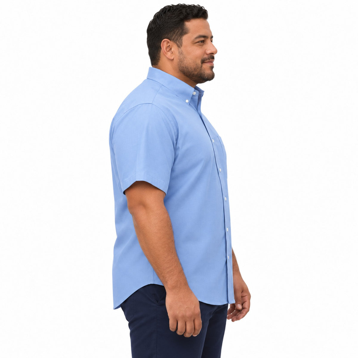 Camisa Red Kap SR60 manga corta para hombre azul cielo, perfil derecho desfajada | color:azul-cielo