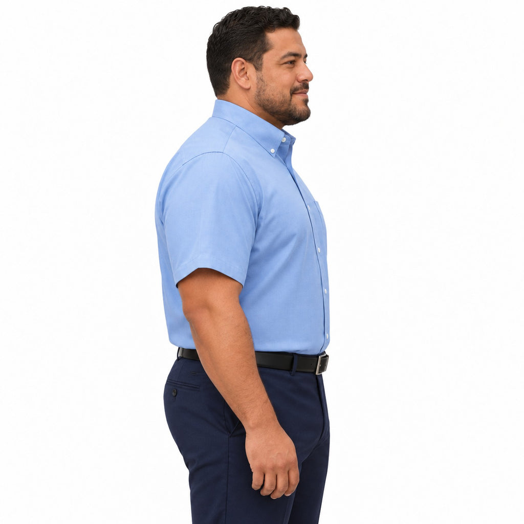 Camisa Red Kap SR60 manga corta para hombre azul cielo, perfil derecho fajada