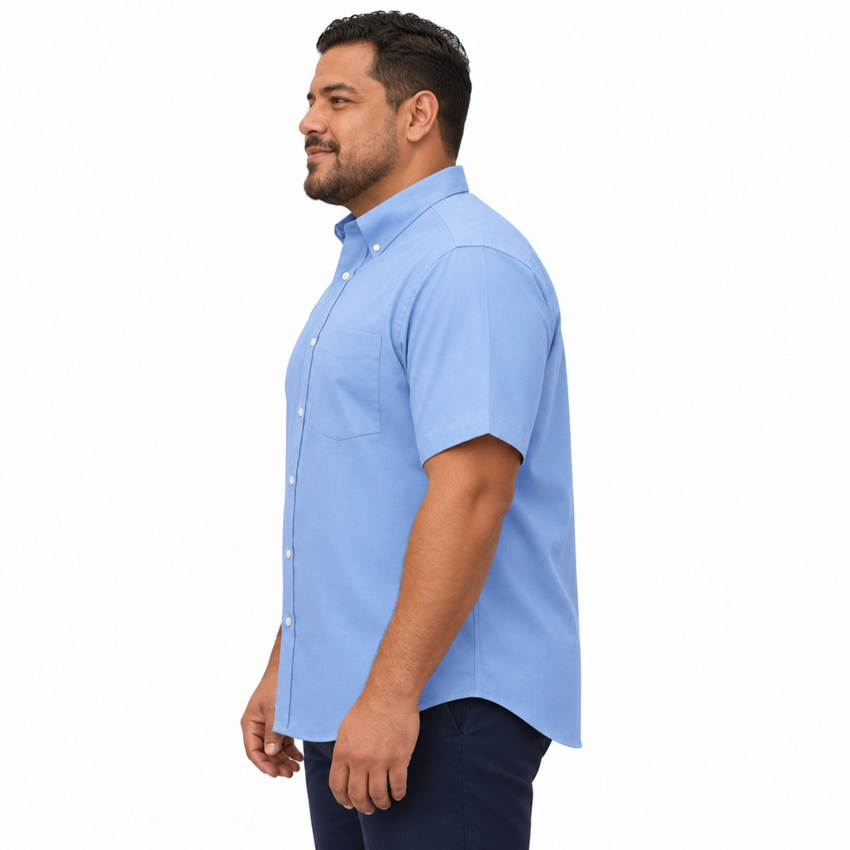 Camisa Red Kap SR60 manga corta para hombre azul cielo, perfil izquierdo desfajada | color:azul-cielo