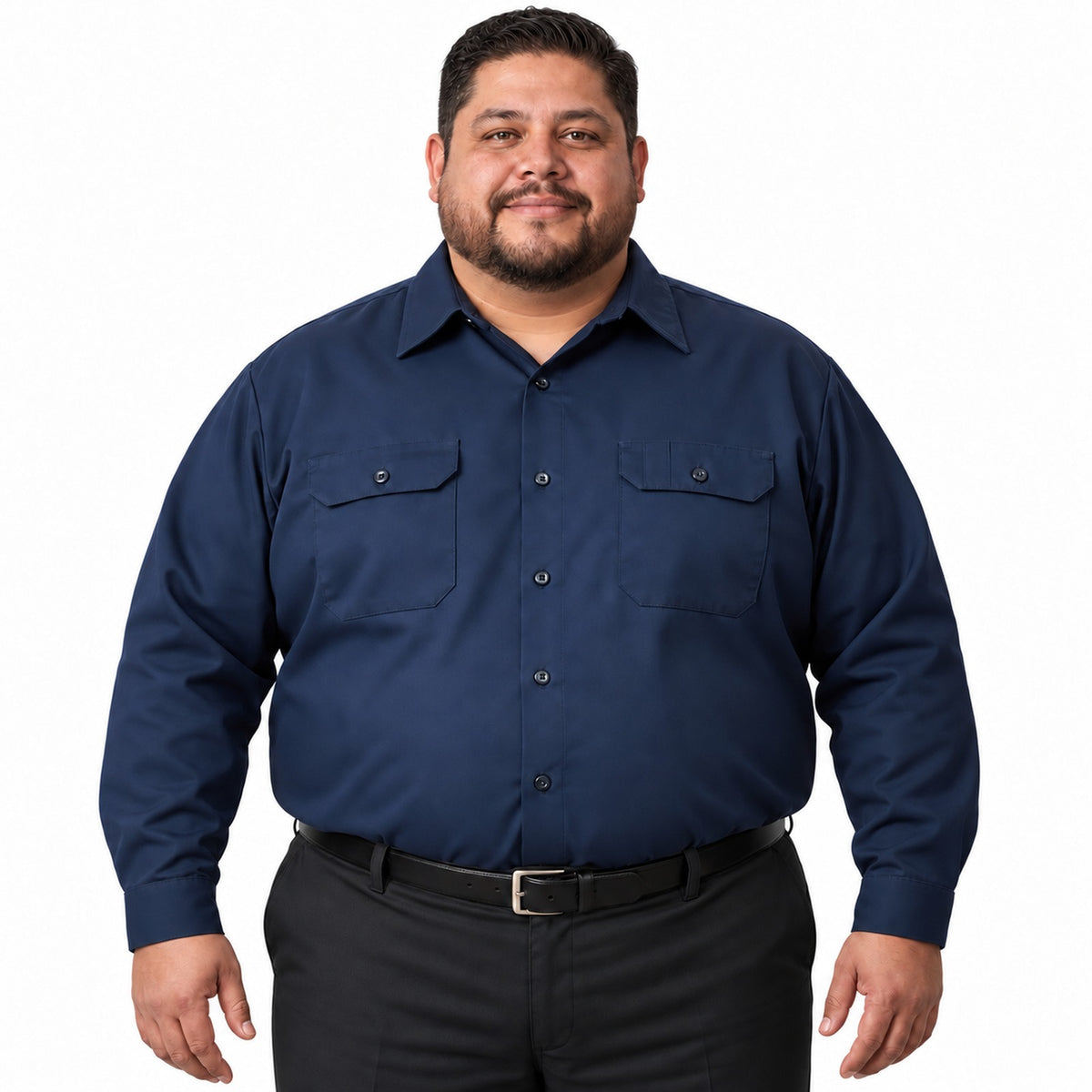Camisa de trabajo Red Kap ST52 para hombre Azul marino, frontal fajada | color:azul-marino