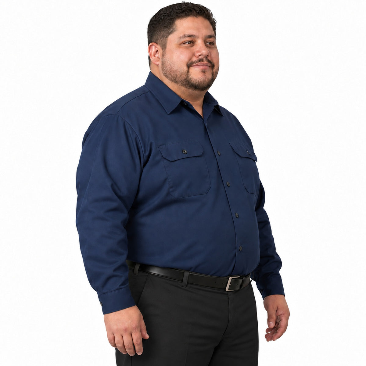 Camisa de trabajo Red Kap ST52 para hombre Azul marino, perfil derecho fajada | color:azul-marino