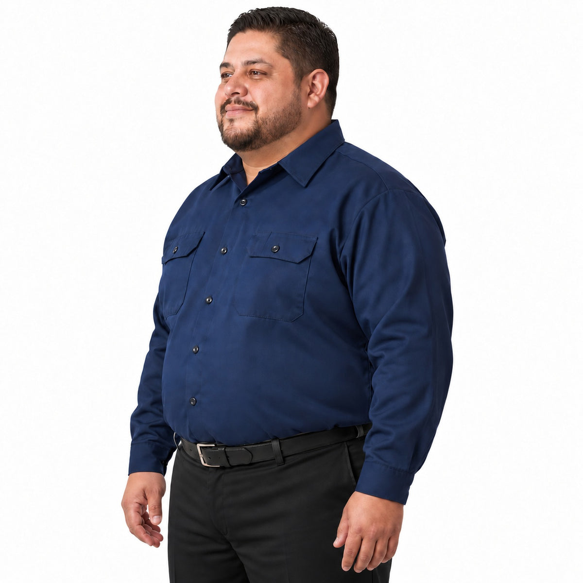Camisa de trabajo Red Kap ST52 para hombre Azul marino, perfil izquierdo fajada | color:azul-marino