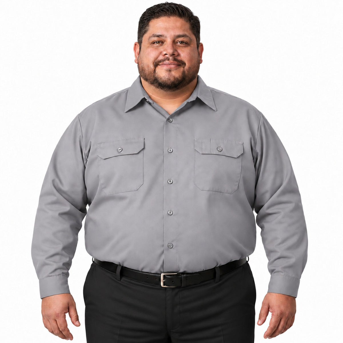 Camisa de trabajo Red Kap ST52 para hombre Gris claro, frontal fajada | color:gris-claro