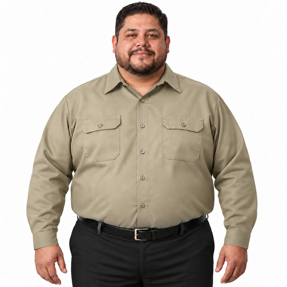 Camisa de trabajo Red Kap ST52 para hombre Khaki, frontal fajada | color:khaki