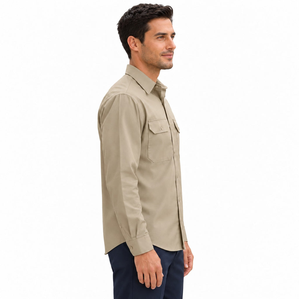Camisa de trabajo Red Kap ST52 para hombre Khaki, perfil derecho desfajada