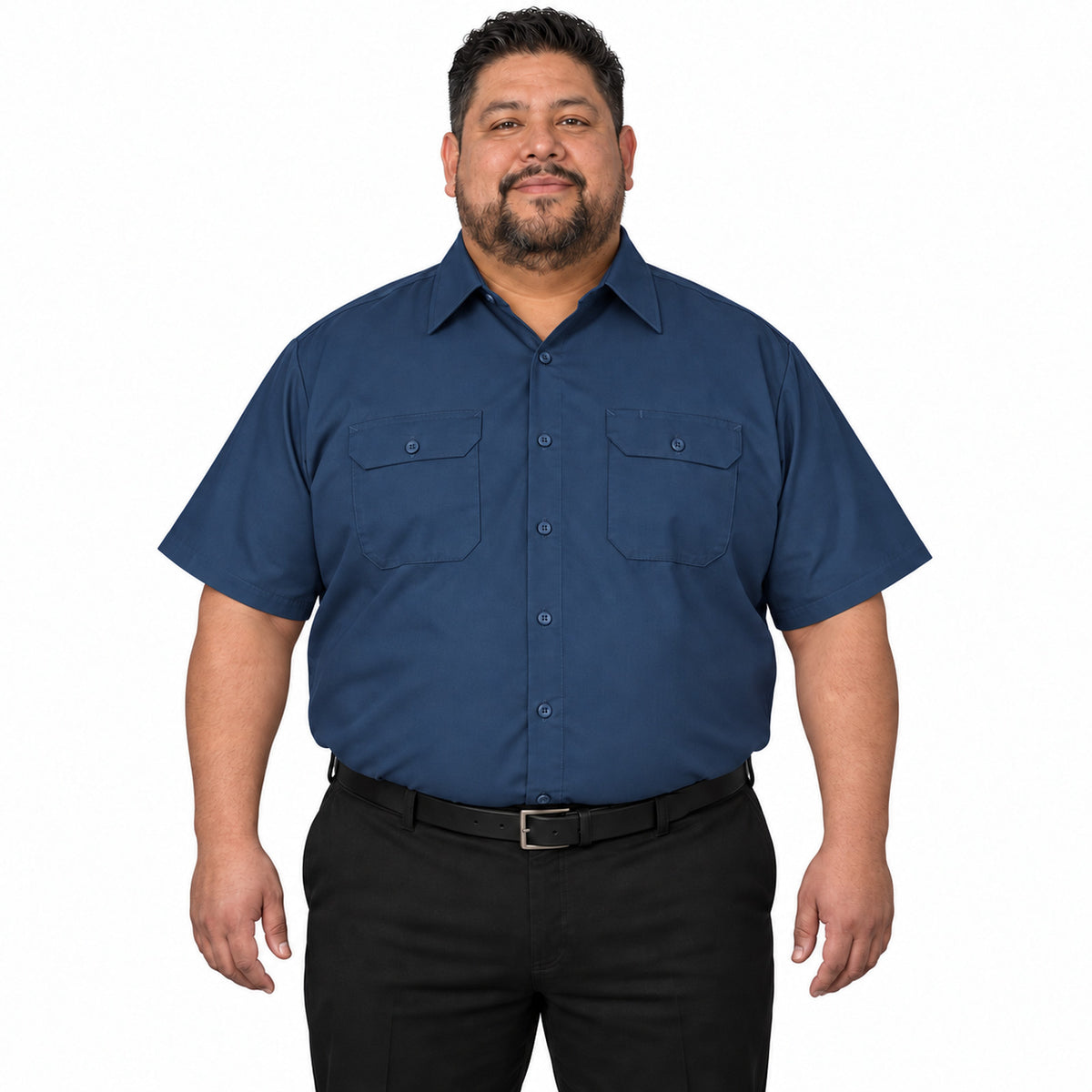 Camisa de trabajo Red Kap ST62 para hombre talla extra Azul marino, vista frontal fajada | color:azul-marino