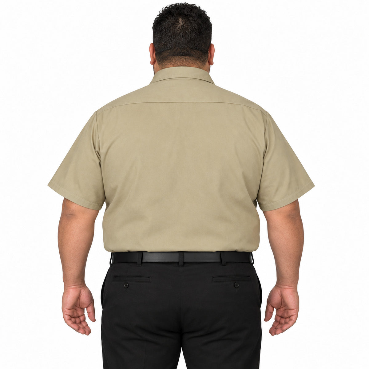 Camisa de trabajo Red Kap ST62 para hombre talla extra Khaki, vista de espalda fajada | color:khaki