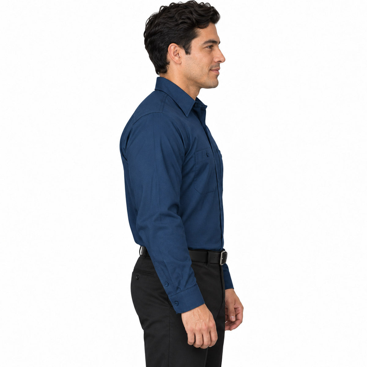 Red Kap SX10 camisa de trabajo MIMIX hombre Azul marino, perfil derecho fajada | color:azul-marino