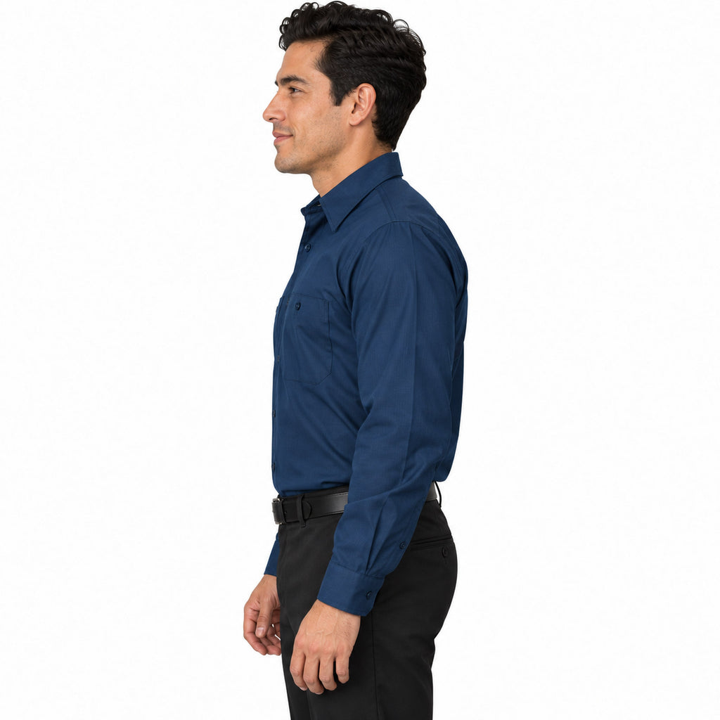 Red Kap SX10 camisa de trabajo MIMIX hombre Azul marino, perfil izquierdo fajada