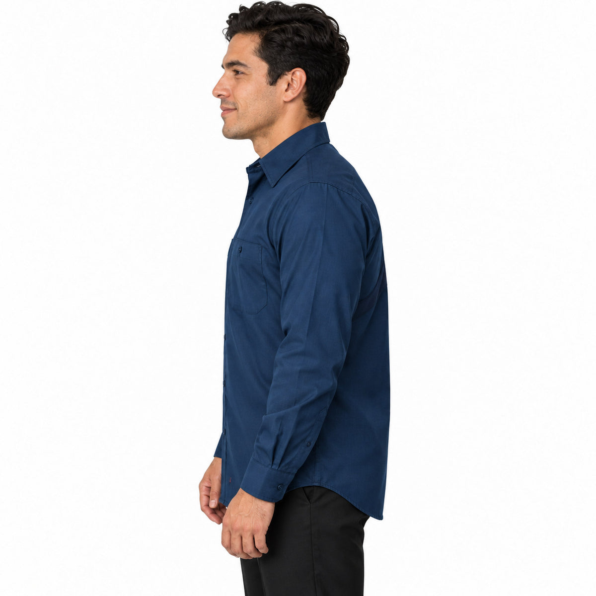 Red Kap SX10 camisa de trabajo MIMIX hombre Azul marino, perfil izquierdo desfajada | color:azul-marino