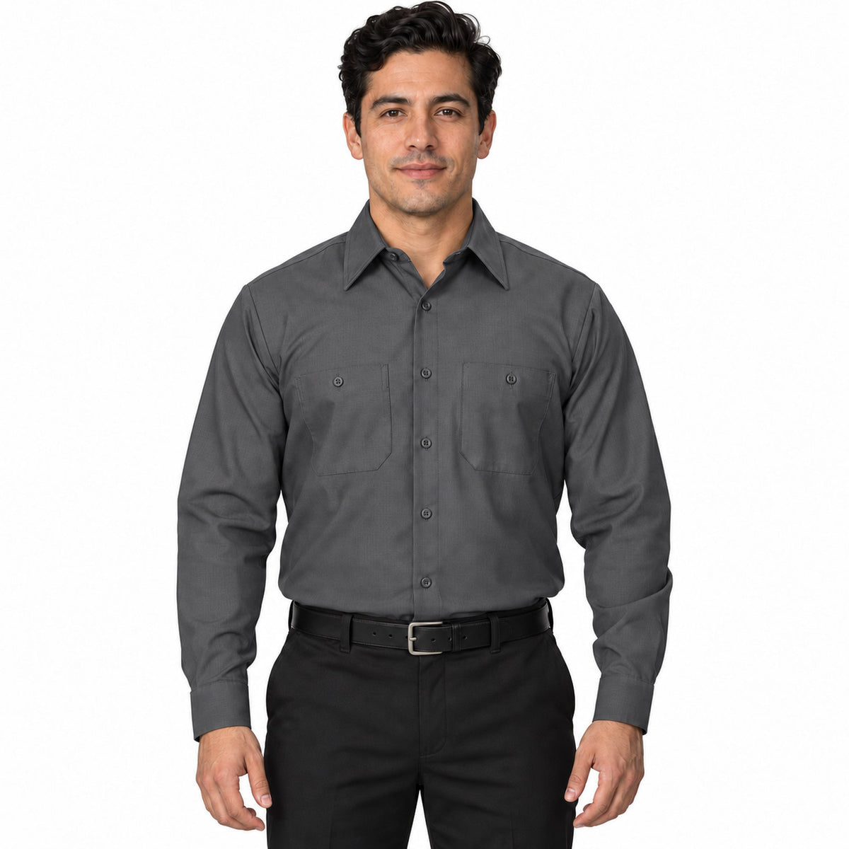 Red Kap SX10 camisa de trabajo MIMIX hombre Gris oxford, frontal fajada | color:gris-oxford