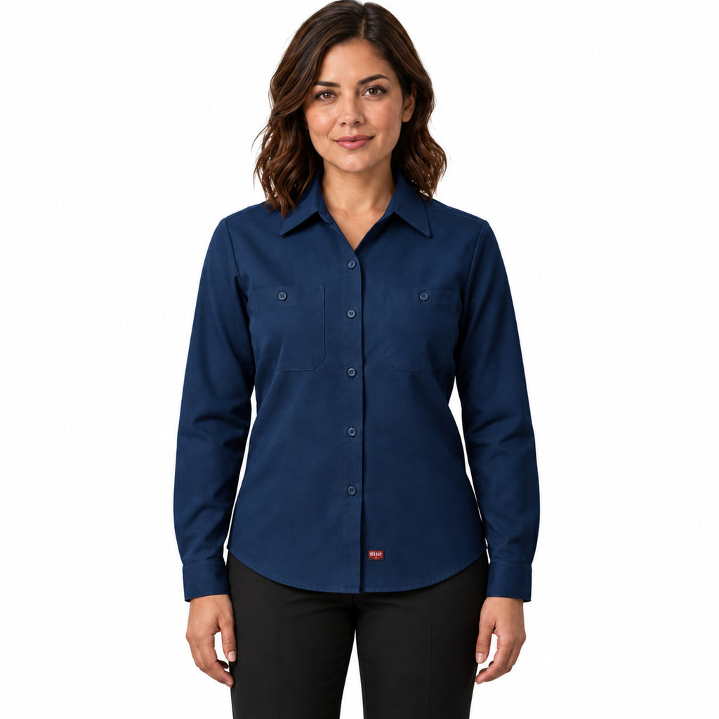 Blusa de trabajo Red Kap SX11 para mujer azul marino, frontal desfajada