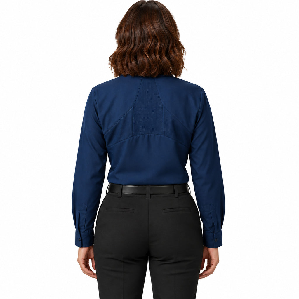 Blusa de trabajo Red Kap SX11 para mujer azul marino, espalda fajada