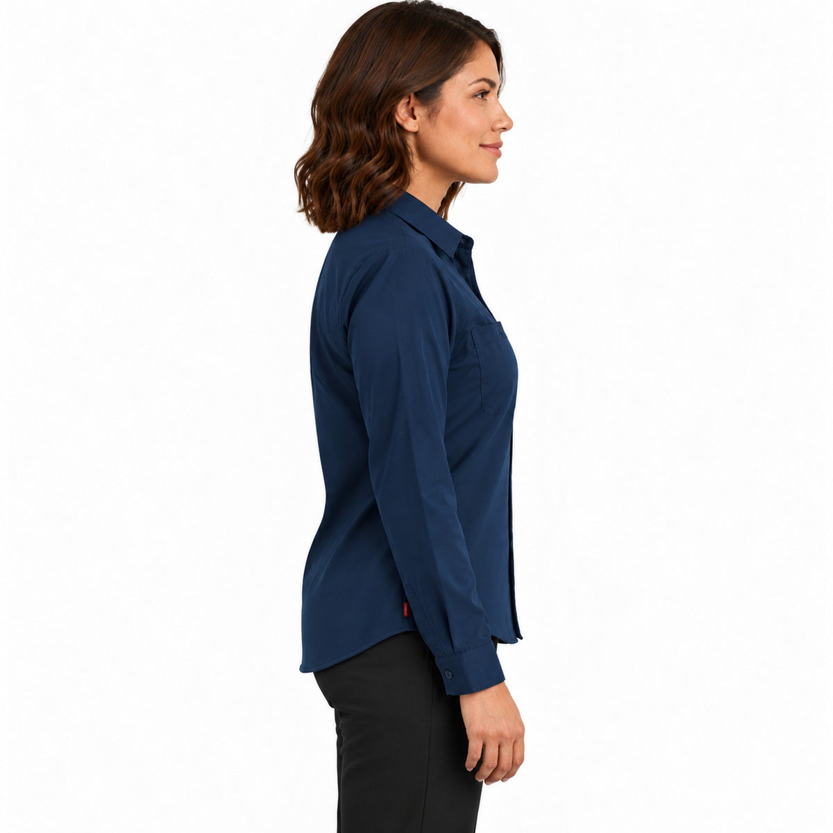 Blusa de trabajo Red Kap SX11 para mujer azul marino, perfil izquierdo desfajada | color:azul-marino