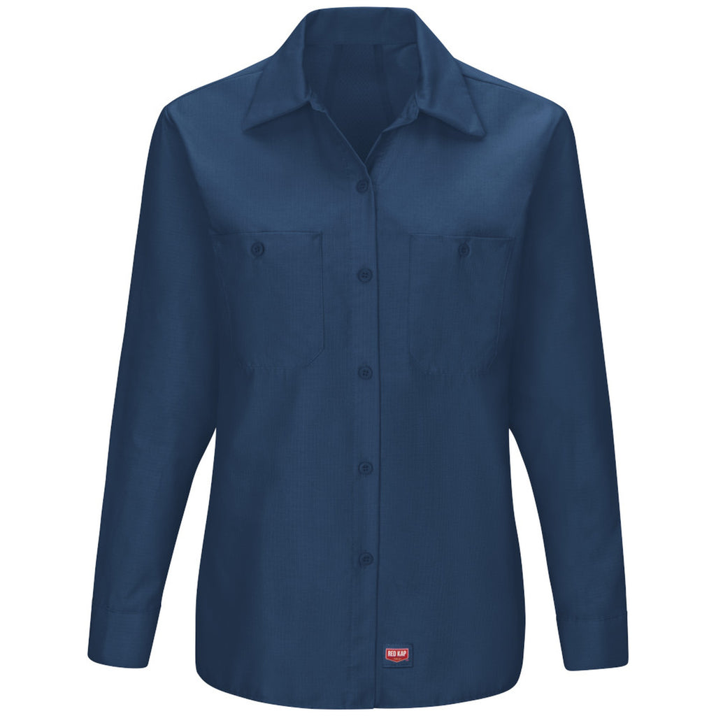Blusa de trabajo Red Kap SX11 para mujer azul marino, prenda sola frente