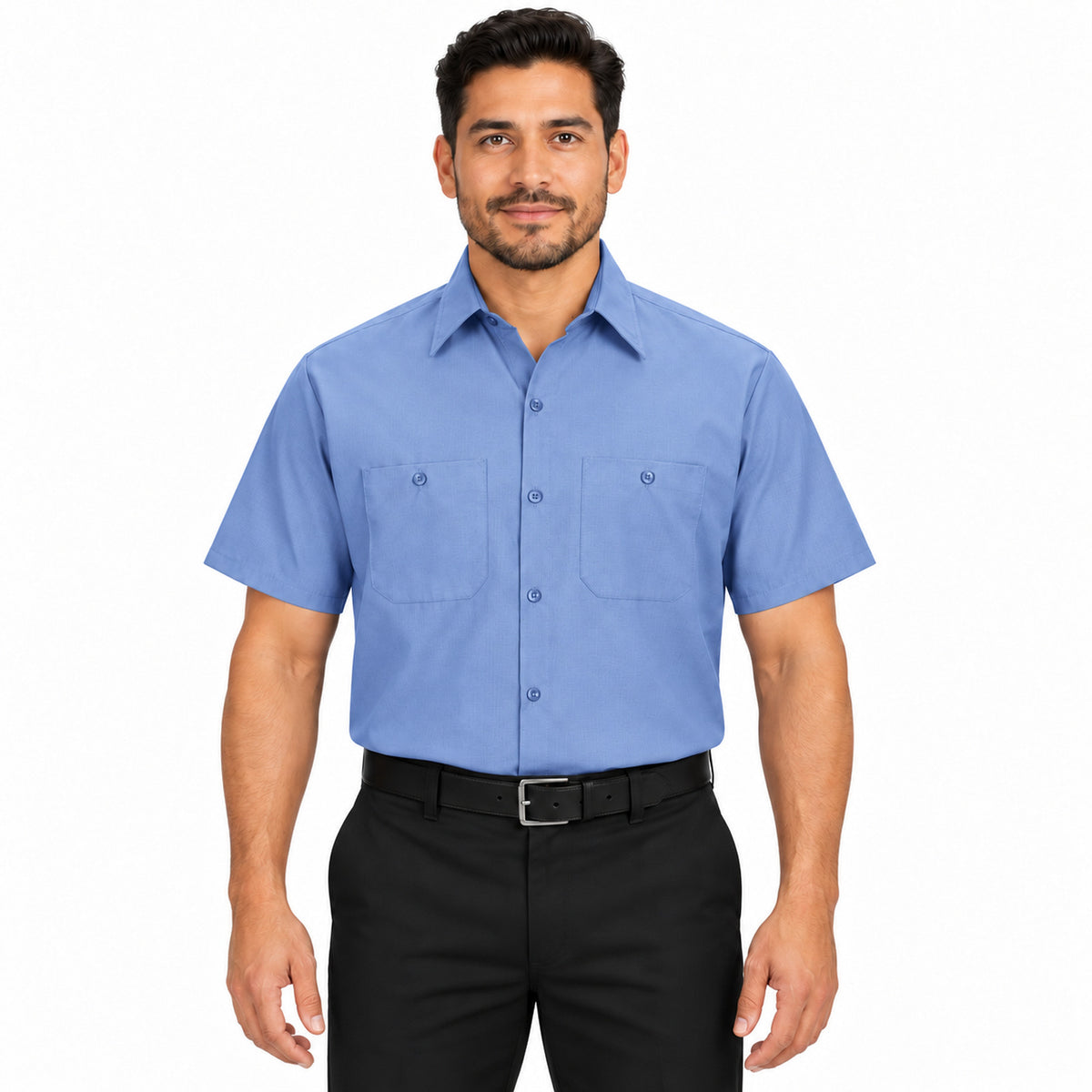 Camisa de trabajo Red Kap SX20 para hombre Azul claro, de frente fajada | color:azul-claro