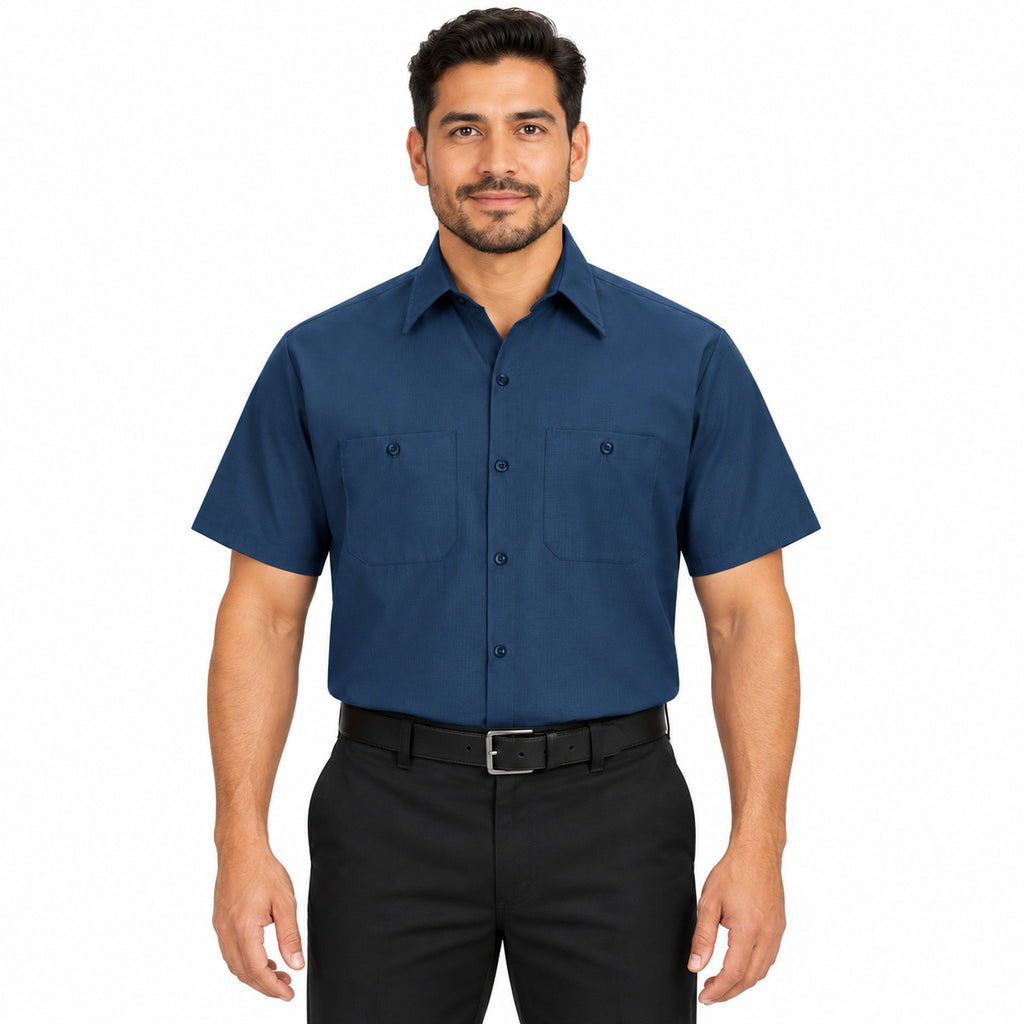 Camisa de trabajo Red Kap SX20 para hombre Azul marino, de frente fajada
