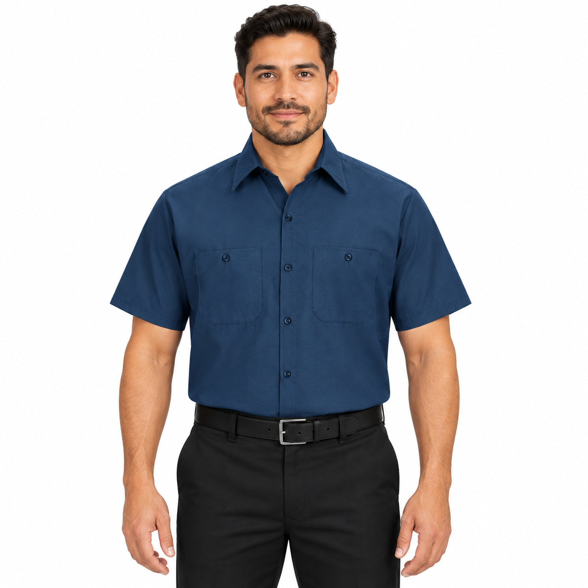 Camisa de trabajo Red Kap SX20 para hombre Azul marino, de frente fajada | color:azul-marino