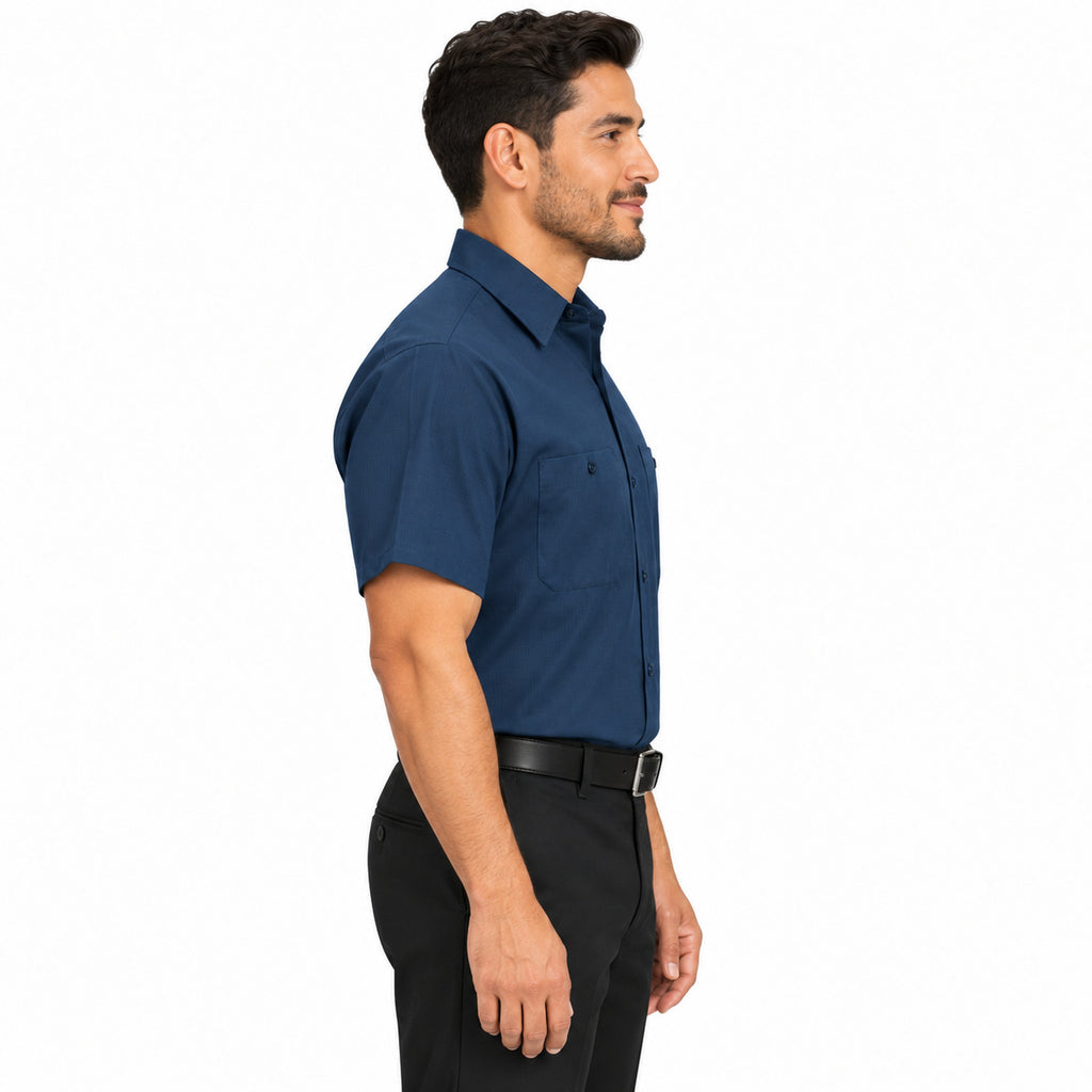 Camisa de trabajo Red Kap SX20 para hombre Azul marino, de perfil derecho fajada