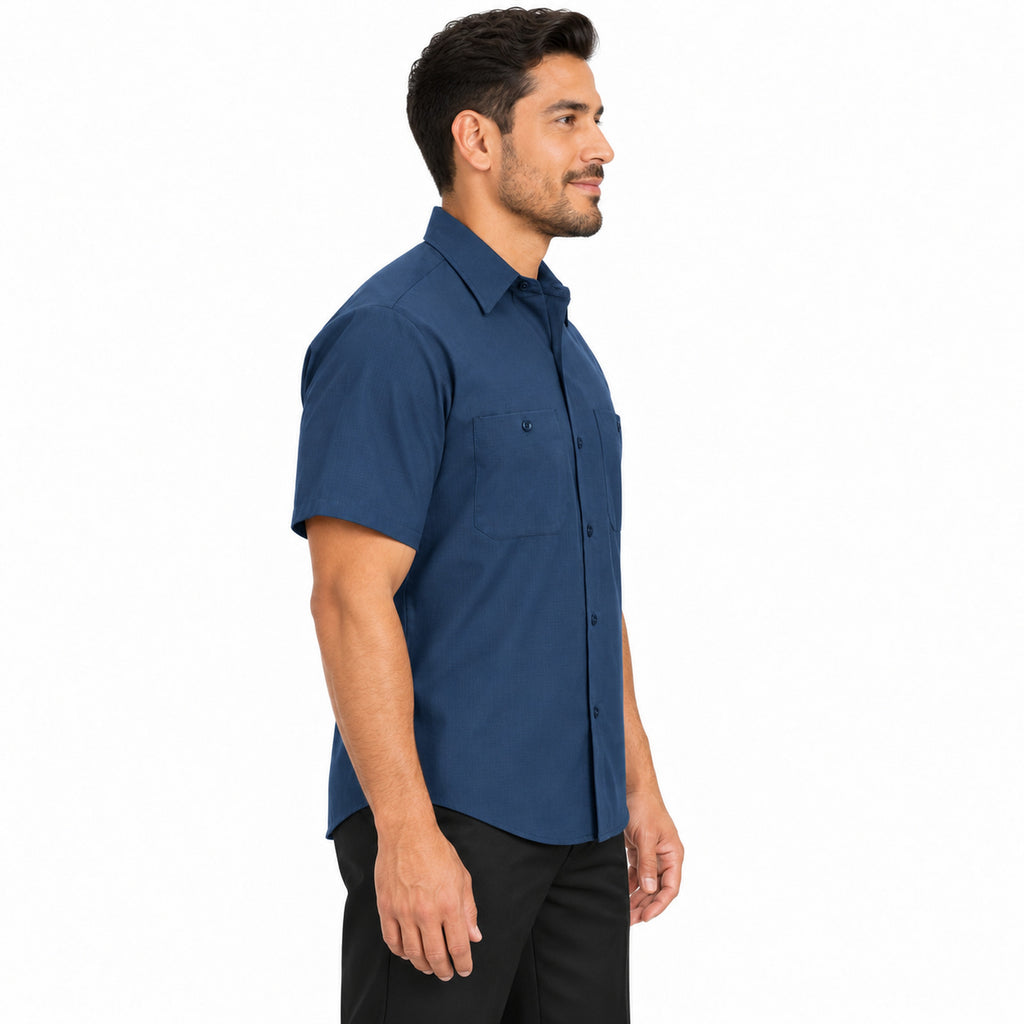 Camisa de trabajo Red Kap SX20 para hombre Azul marino, de perfil derecho desfajada