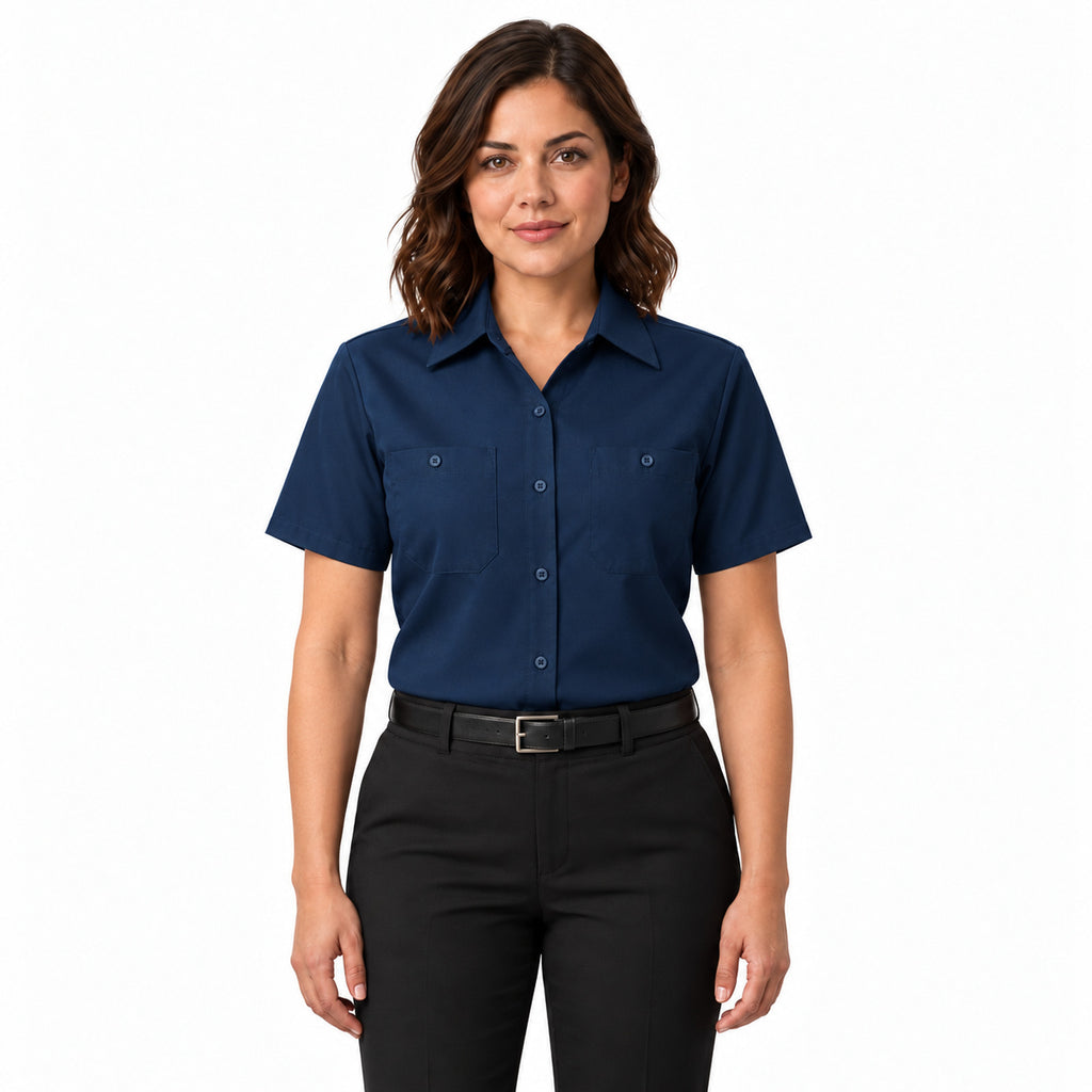 Blusa de trabajo Red Kap SX21 para mujer Azul marino, de frente fajada