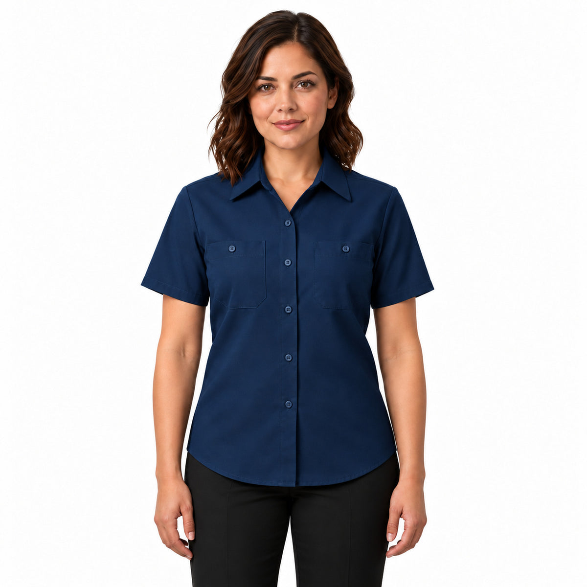 Blusa de trabajo Red Kap SX21 para mujer Azul marino, de frente desfajada | color:azul-marino