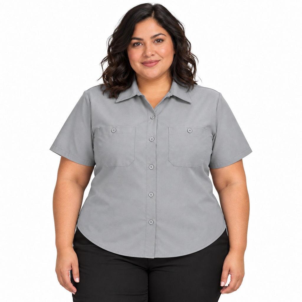 Blusa de trabajo Red Kap SX21 para mujer talla extra gris, de frente desfajada
