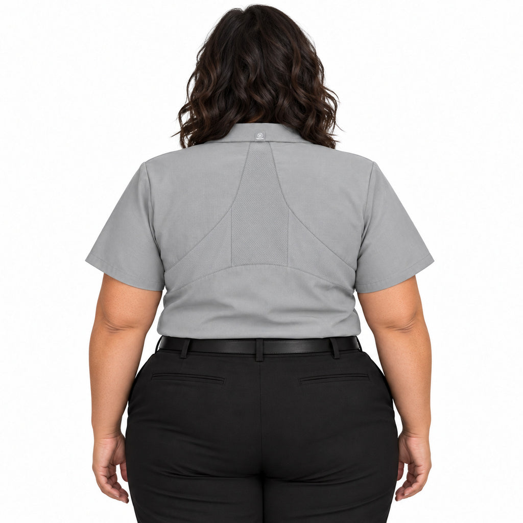 Blusa de trabajo Red Kap SX21 para mujer talla extra gris, de espalda fajada