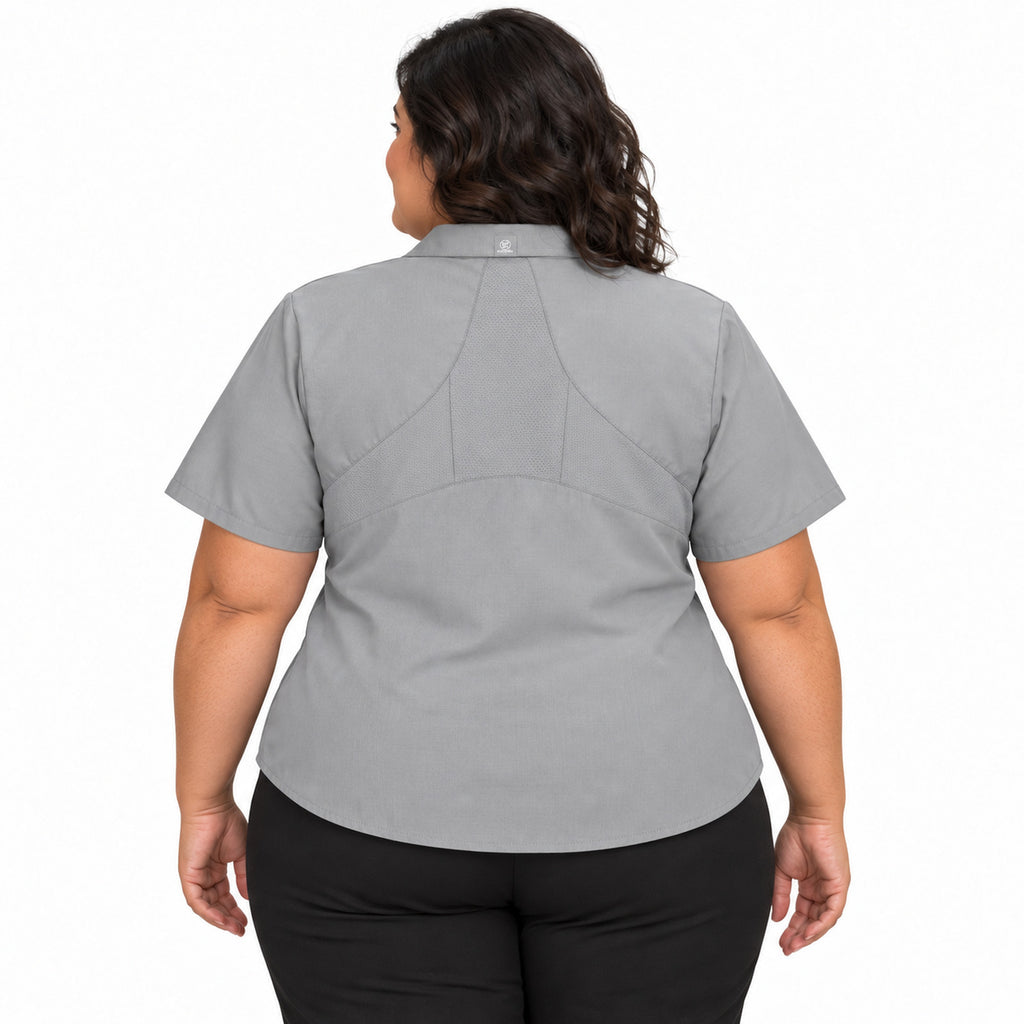Blusa de trabajo Red Kap SX21 para mujer talla extra gris, de espalda desfajada