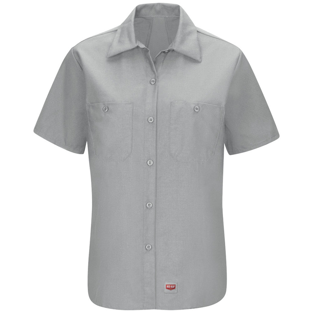 Blusa de trabajo Red Kap SX21 para mujer talla extra gris, prenda sola de frente