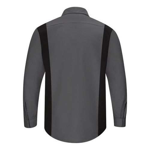 Camisa de trabajo Red Kap SY32 para hombre gris oxford con negro, prenda espalda
