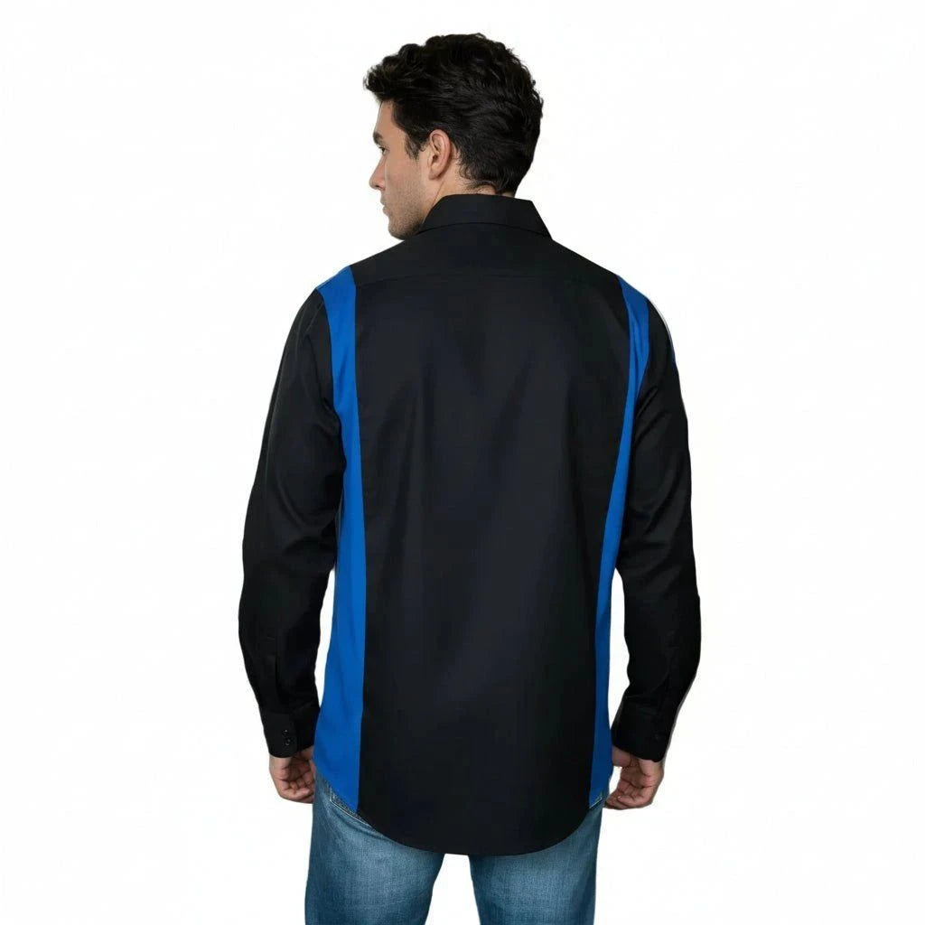 Red Kap Sy32 Camisa Manga Larga Mecánico Repelente Aceite #mlpos_21 | Color: BR - Negra con azul rey #color_br_-_negra_con_azul_rey #sku_sy32brrg2xl #sku_sy32brrgl #sku_sy32brrgm #sku_sy32brrgs #sku_sy32brrgxl