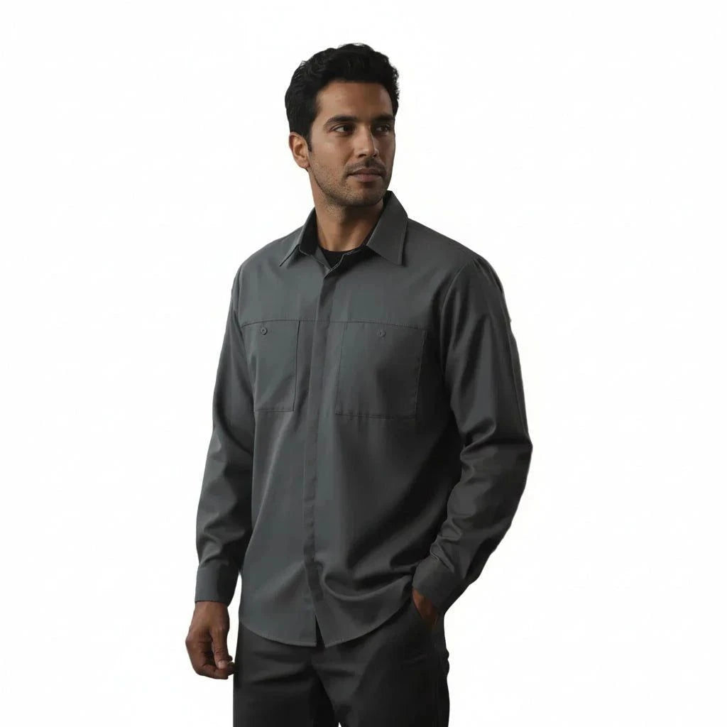 Red Kap Sy32 Camisa Manga Larga Mecánico Repelente Aceite #mlpos_1 | Color: CB - Gris Oxford con Negro #color_cb_-_gris_oxford_con_negro #sku_sy32cbrg2xl #sku_sy32cbrgl #sku_sy32cbrgm #sku_sy32cbrgs #sku_sy32cbrgxl