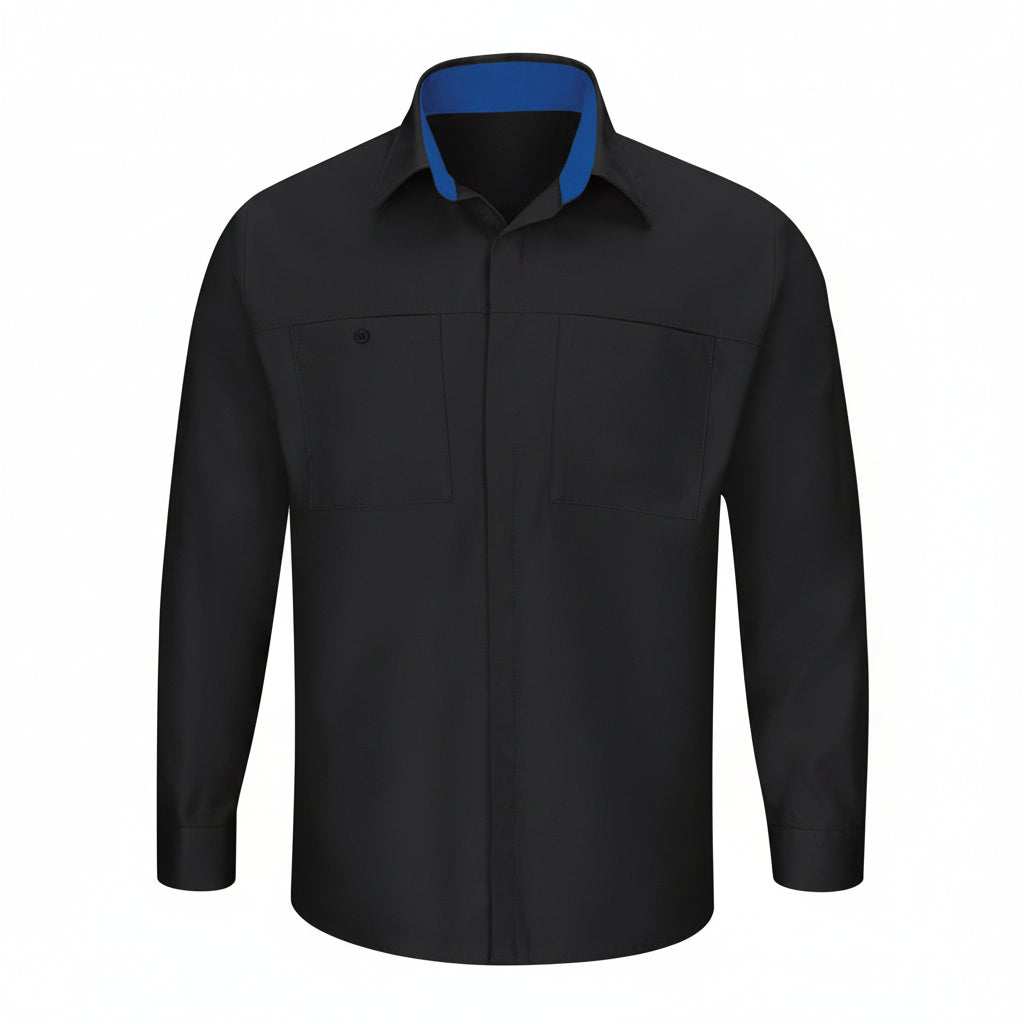 Red Kap Sy32 Camisa Manga Larga Mecánico Repelente Aceite #mlpos_22 | Color: BR - Negra con azul rey #color_br_-_negra_con_azul_rey #sku_sy32brrg2xl #sku_sy32brrgl #sku_sy32brrgm #sku_sy32brrgs #sku_sy32brrgxl