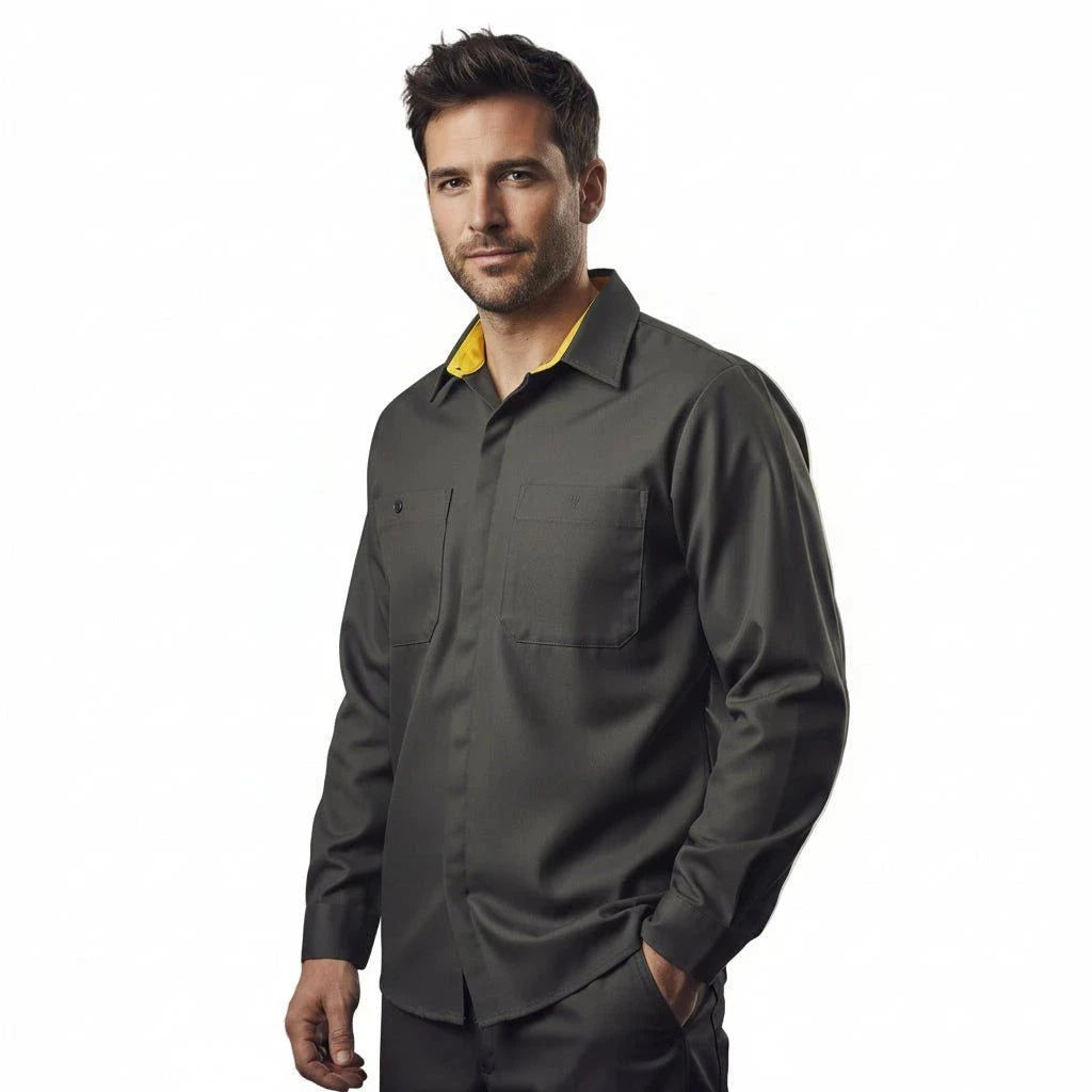 Red Kap Sy32 Camisa Manga Larga Mecánico Repelente Aceite #mlpos_71 | Color: CY - Gris Oxford con Amarillo #color_cy_-_gris_oxford_con_amarillo #sku_sy32cyrgl #sku_sy32cyrgm #sku_sy32cyrgs #sku_sy32cyrgxl #sku_sy32cyrgxxl