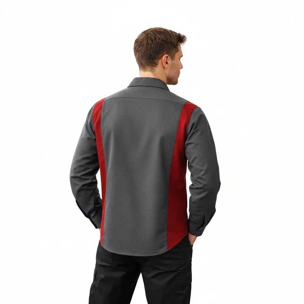 Red Kap Sy32 Camisa Manga Larga Mecánico Repelente Aceite #mlpos_31 | Color: CF - Gris Oxford con rojo #color_cf_-_gris_oxford_con_rojo #sku_sy32cfrg2xl #sku_sy32cfrgl #sku_sy32cfrgm #sku_sy32cfrgs #sku_sy32cfrgxl