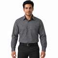 Camisa de trabajo Red Kap SY32 para hombre gris oxford con negro, frontal fajada | color:gris-oxford-con-negro
