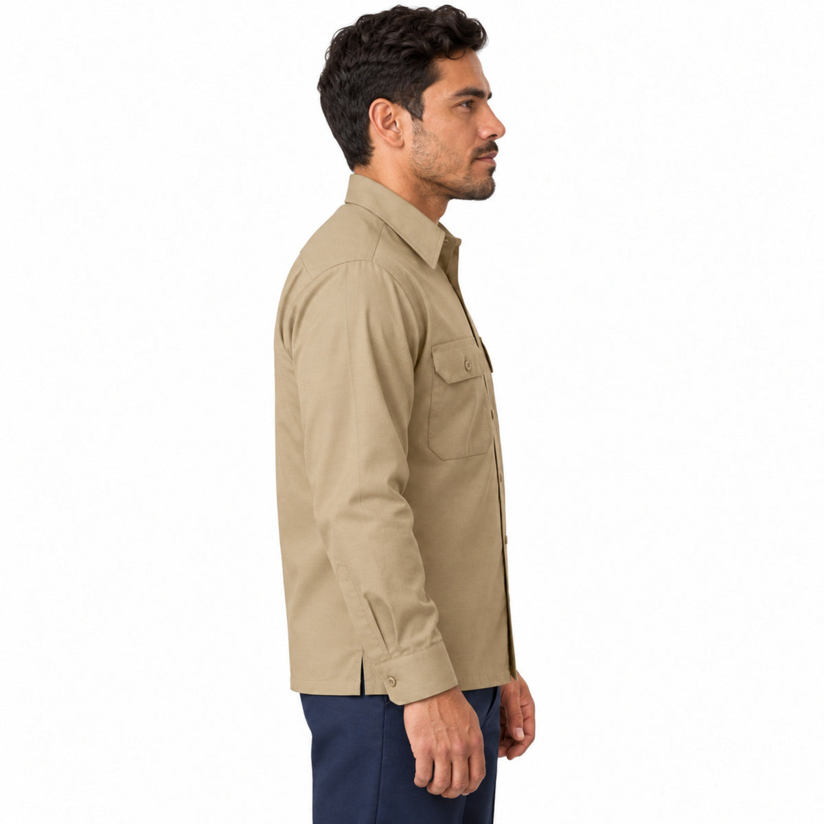 Camisa de trabajo Red Kap SY50 para hombre khaki, perfil derecho desfajada | color:khaki