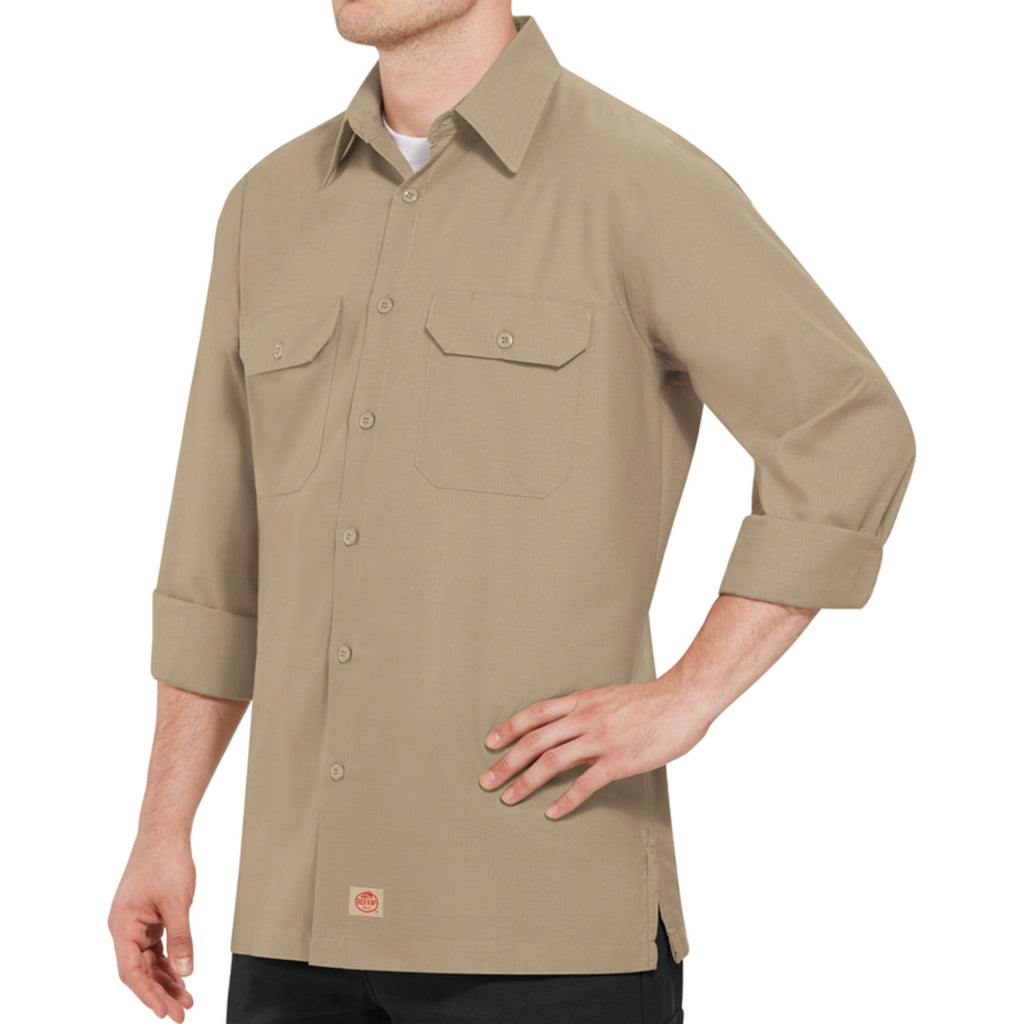 Camisa de trabajo Red Kap SY50 para hombre khaki, prenda tres cuartos