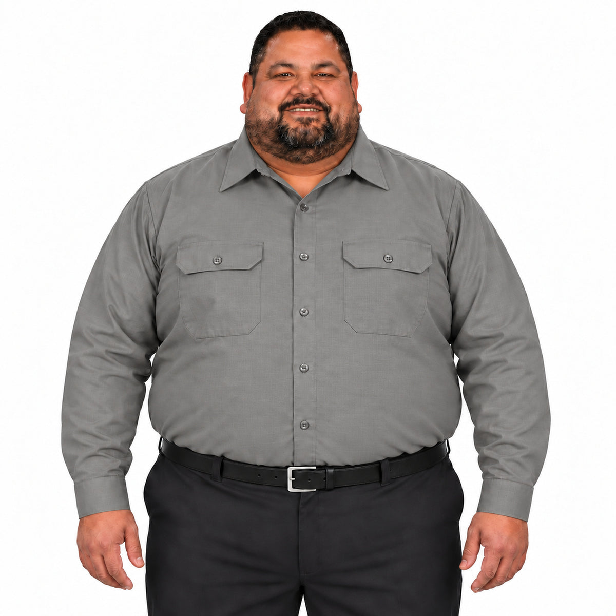 Camisa de trabajo Red Kap SY50 para hombre talla extra gris, vista frontal fajada | color:gris