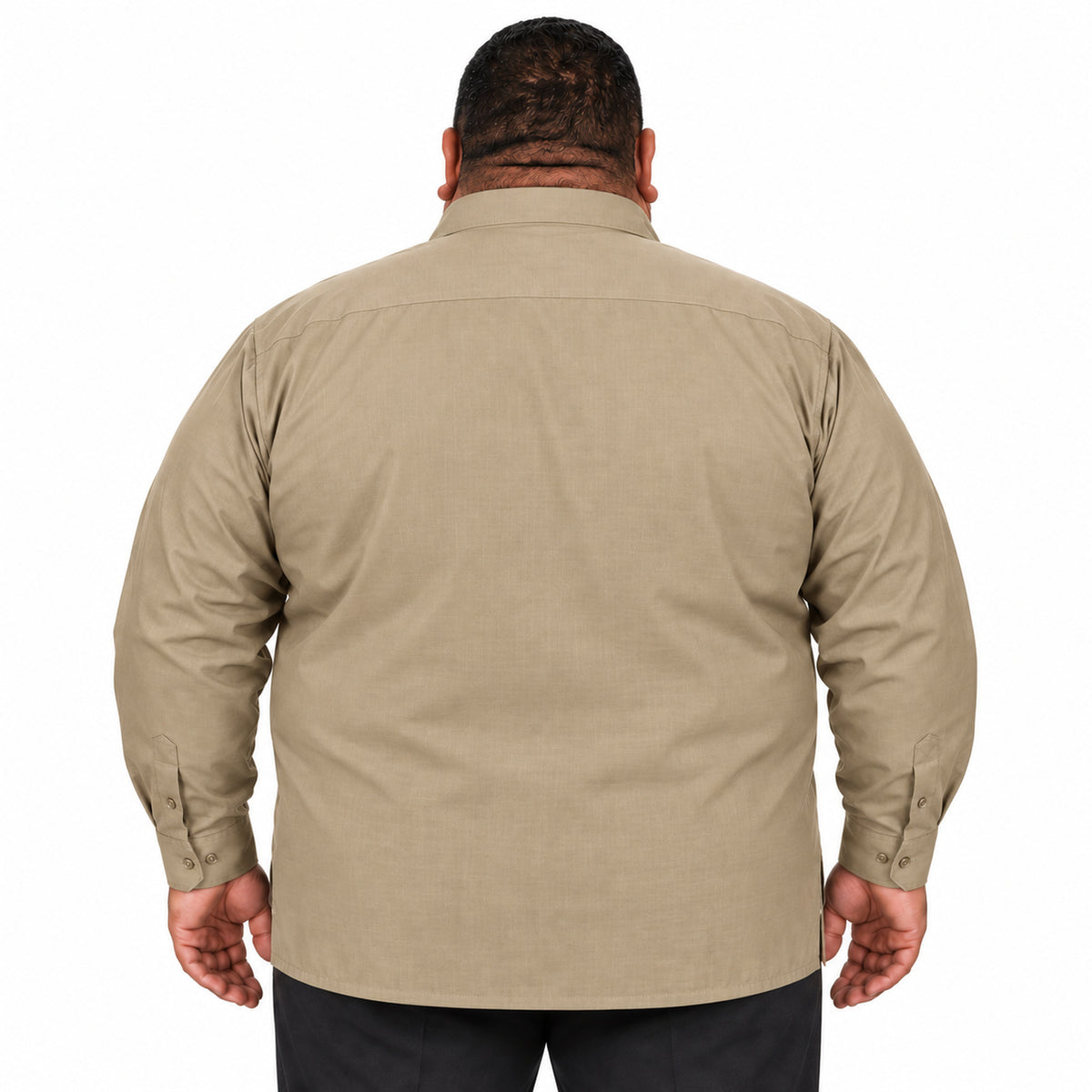 Camisa de trabajo Red Kap SY50 para hombre talla extra khaki, vista de espalda desfajada | color:khaki