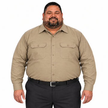 Camisa de trabajo Red Kap SY50 para hombre talla extra khaki, vista frontal fajada | color:khaki