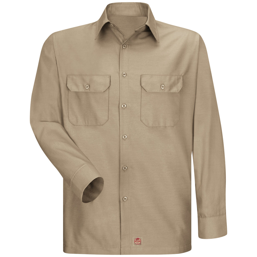 Camisa de trabajo Red Kap SY50 para hombre talla extra khaki, prenda sola frontal