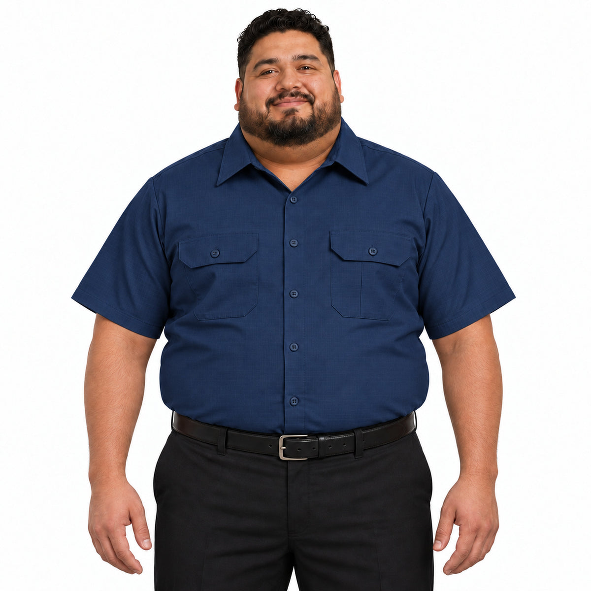 Camisa de trabajo Red Kap SY60 para hombre talla extra color Azul Marino, vista frontal fajada | color:azul-marino
