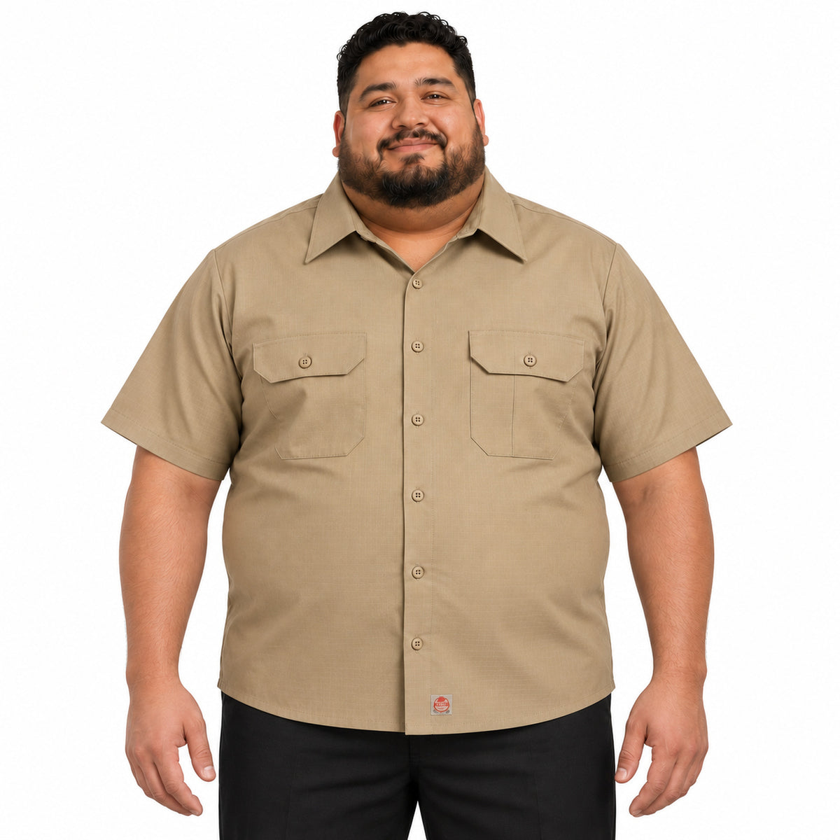 Camisa de trabajo Red Kap SY60 para hombre talla extra color Khaki, vista frontal desfajada | color:khaki